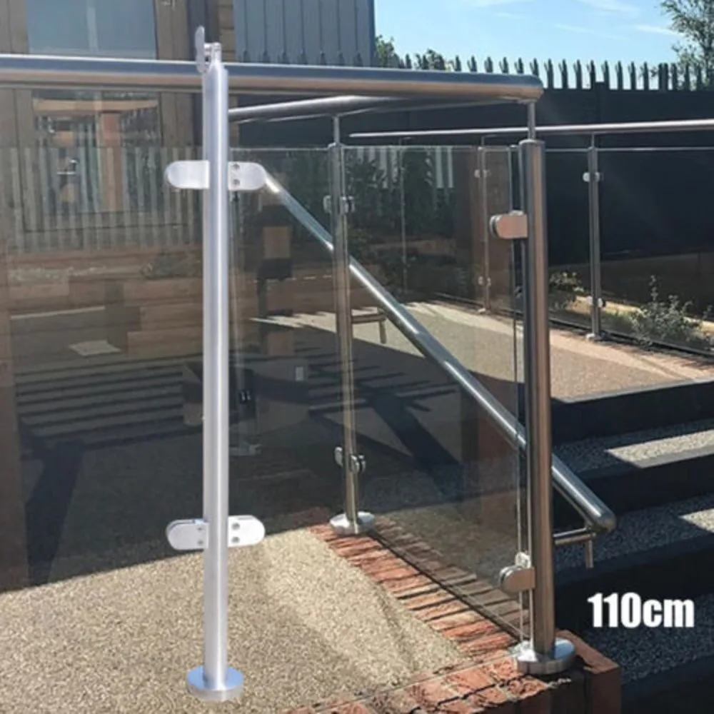 110Cm Balcony Glass Column Railing, 316 Stainless Steel Strong Resistance to Humidity & High Temperatures