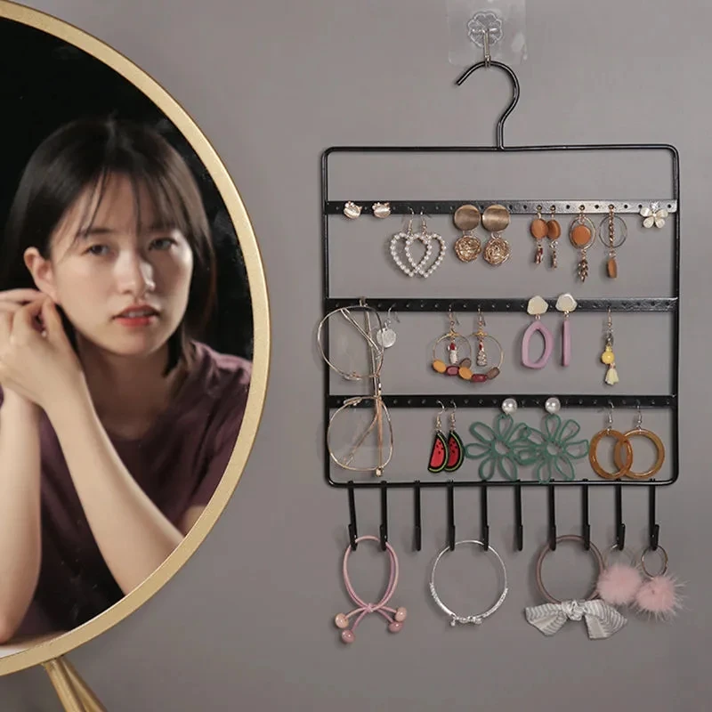 Metal Earring Jewelry Display Organizer Wall Hanging Jewelry Stand Hook up Necklace Ring Jewelry Storage Display Store Decor