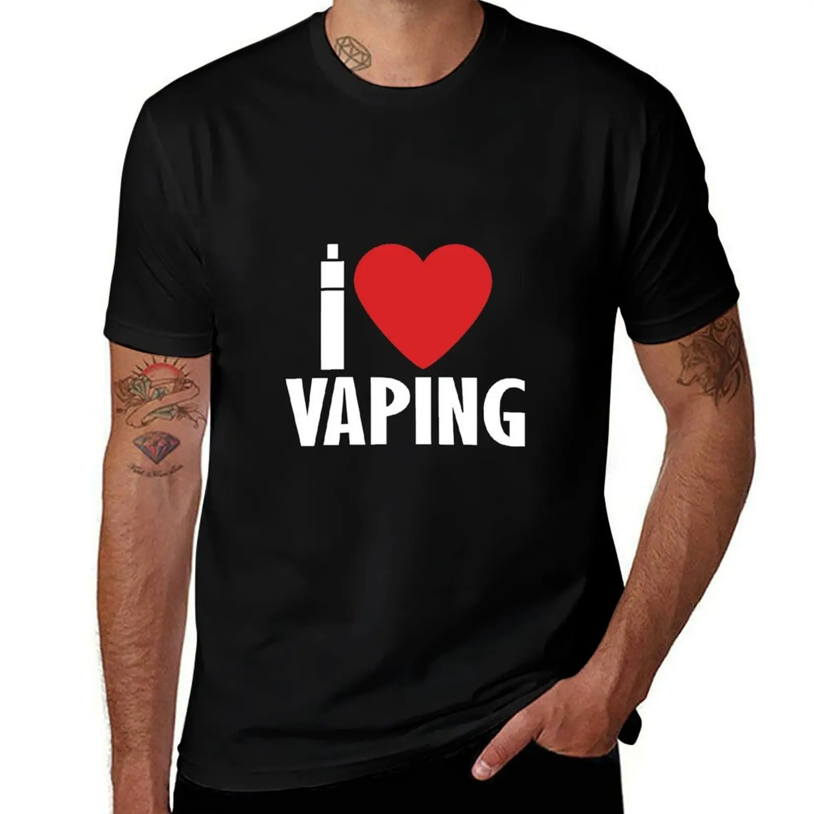 Vape Design I love Vaping Camiseta costumbres cerradura azul Blusa camisetas negras para hombres