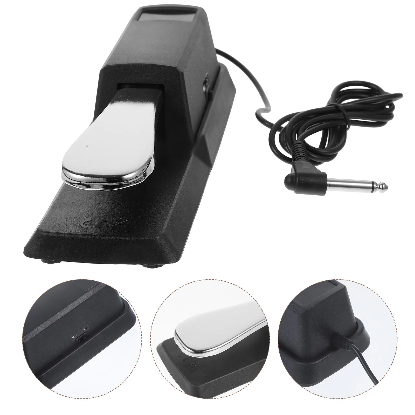 

Педаль сустейна для клавиатуры, прочная педаль из сплава с нескользящей подушечкой, функция полупедали для электронного цифрового пианино, черная