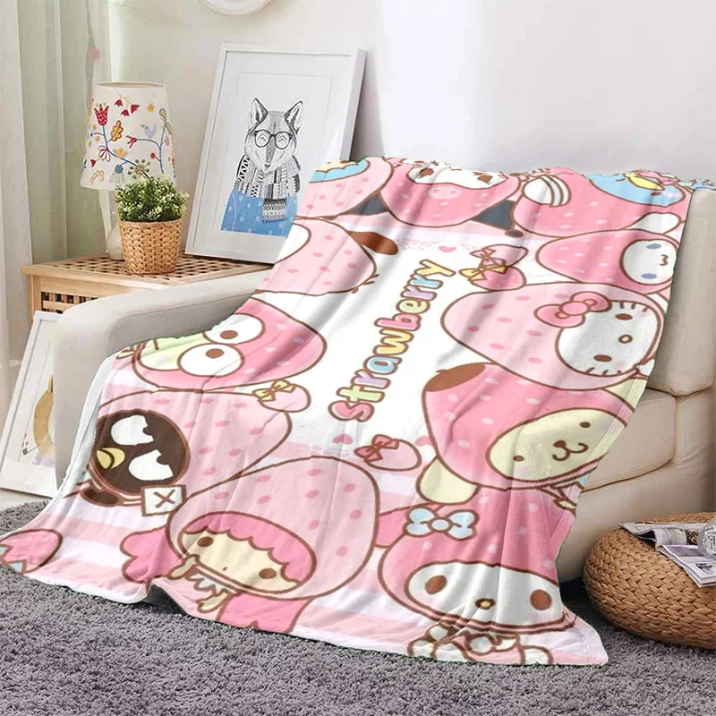 Pochacco-Manta de franela suave para cama, dormitorio, sofá, manta para niña, 3D, dibujos animados, Pompón, Purin, Sanrio, Little Twin Stars, 29 estilos