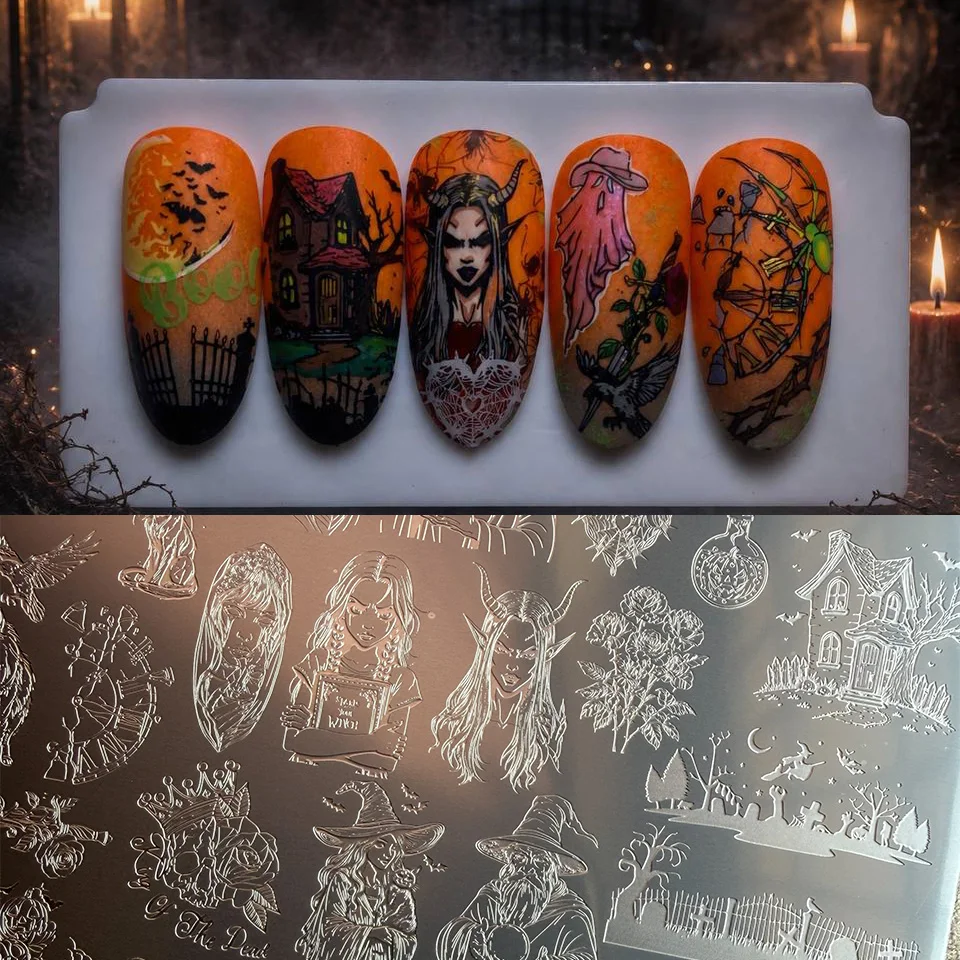 XMQ Nail Art Stamping Plates Devil Templates Monster Image Plates for Creative Manicure Design