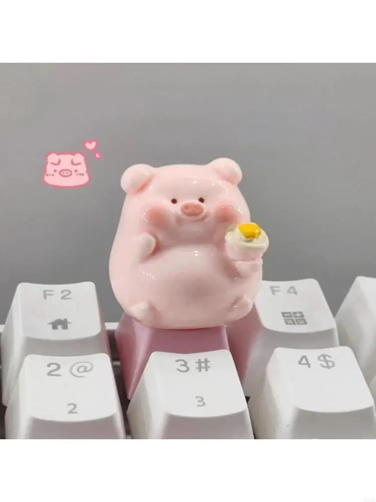 

Handmade Cartoon Pig Keycap For Crossed Stem Mechanical Keyboards Customizable Pink Design HX5E