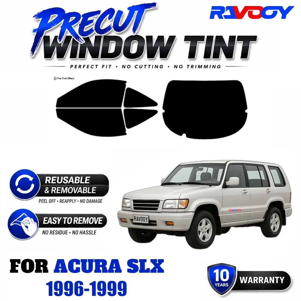 RAVOOY Precut Window Tint, Reusable Removable EPU Film, Custom Fit for Acura SLX 1996-1999, UV Heat Protection