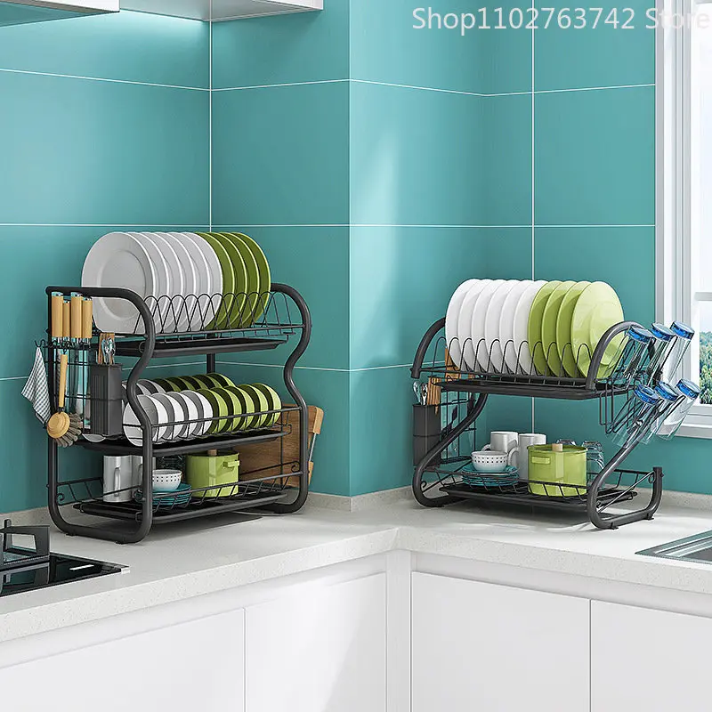 Cutlery Rack Stainless Steel Drying Rack Bowl Dish Draining Shelf Kitchen Organizer 3 Tiers Dish Drainer Dryer Tray Holder