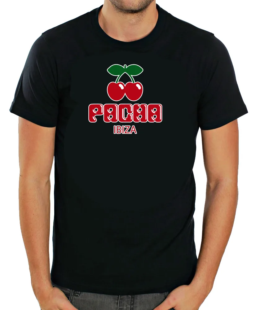 Pacha Ibiza Logo Cherry White / Blacak, Men Short Sleeve T-Shirt T2968