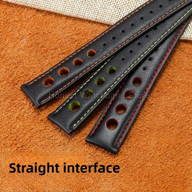 حزام ساعة من الجلد الطبيعي المثقوب مشبك قابل للطي لتيسو T-Race T91 T044430A T100.427 واجهة مسطحة ماصة للرطوبة