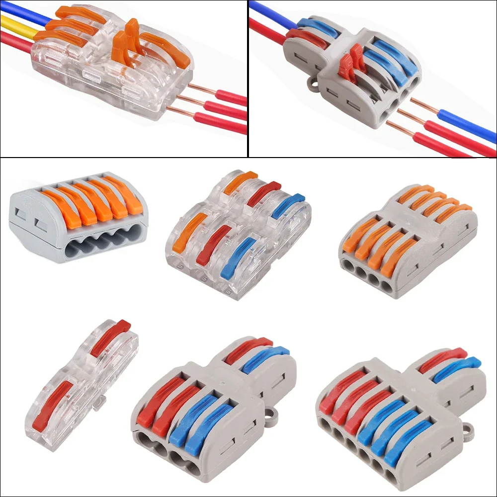 50pcs 2pin 3pin 4pin 5pin 8pin Universal quick Cable Connectors Compact Conductor Spring Splicing Fast Push-in Terminal Block