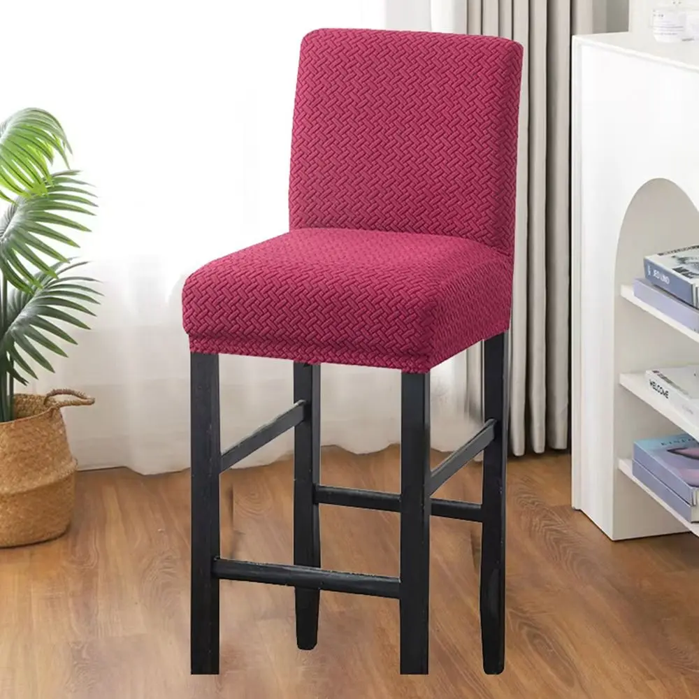 Elastic Stretch Counter Height Bar Stool Cover Jacquard Solid Color Butterfly Chair Cover Dustproof Washable Chair Slipcover