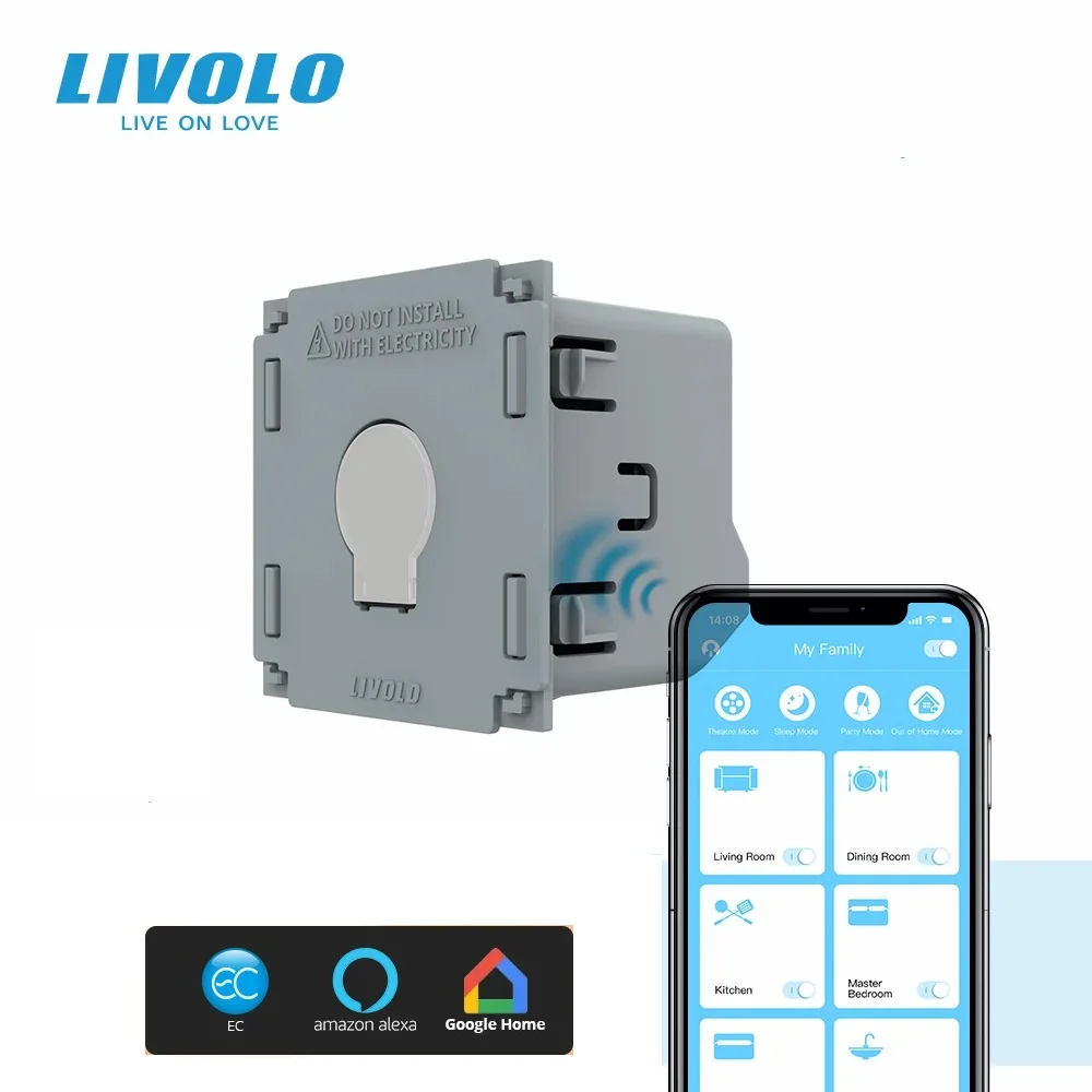 LIVOLO DIY Стандарт ЕС EC Умные переключатели Голосовое управление 2,4 ГГц Wi-Fi, закаленное хрустальное стекло работает с Google Home, Amazon Alexa
