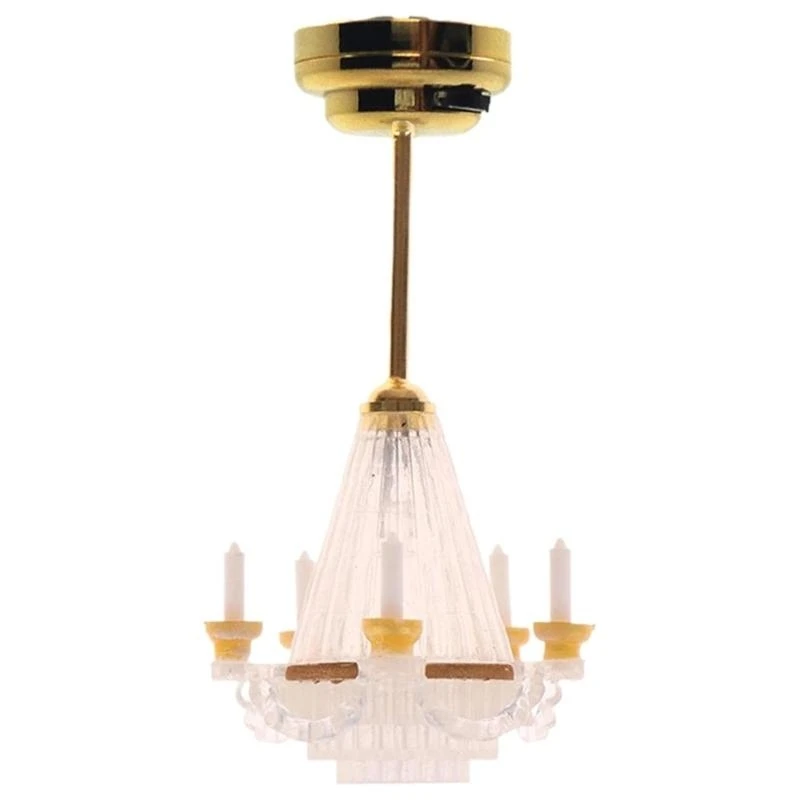 

G2TE Living Room Ceiling Lamp Figure Model Realistic Chandelier Vintage Life Scene House Pretend Game Furnishings