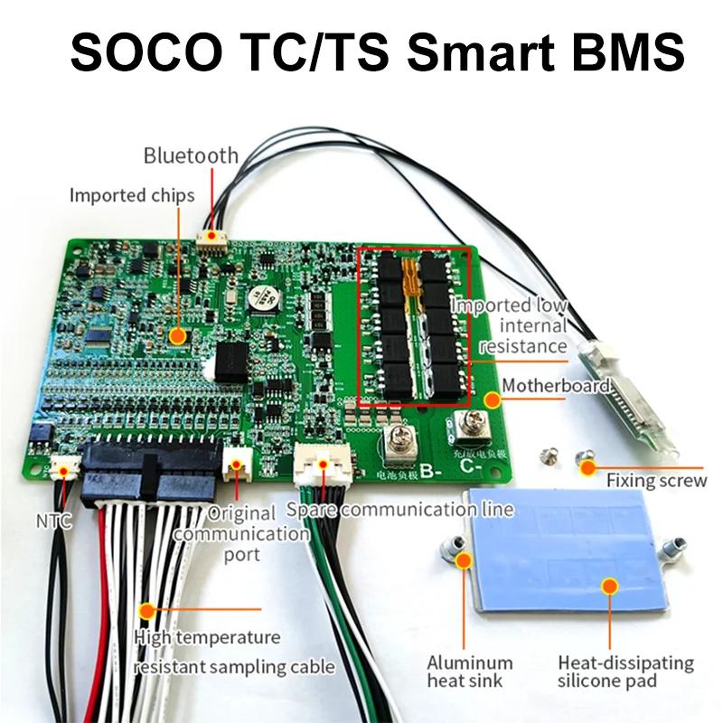 for Super Soco TS TC Lifepo4 Lithium Battery Management System Bms Original Replacement Smart BMS 17S 50A Ebike Motorcycle