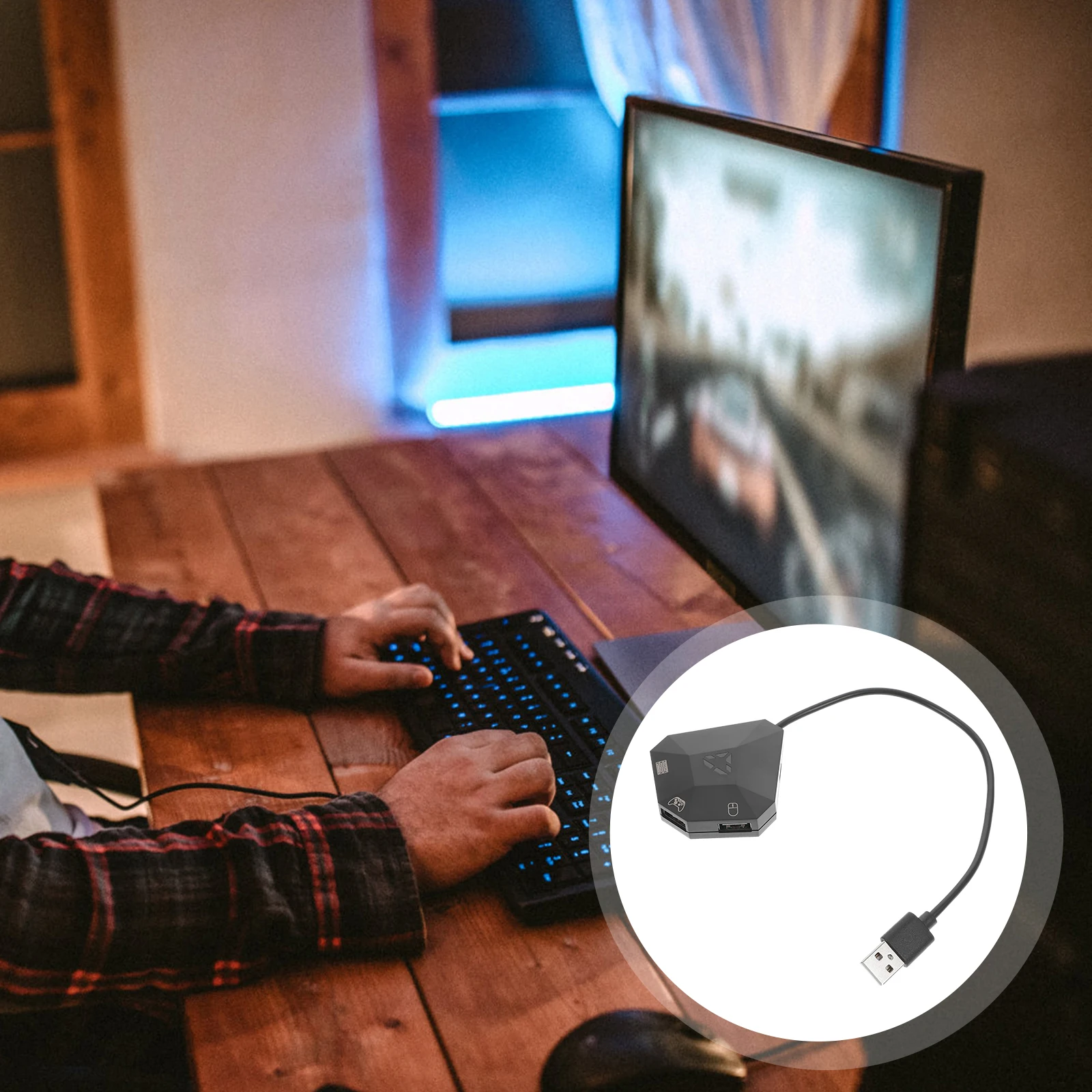 

Game Keyboard Mouse Converter Adapter for Console Support All Wired Controllers USB Portable Gaming Device Customizable