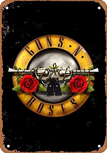 Metal Sign Guns N; Roses Retro tin Sign Nostalgic Ornament Metal Poster Garage Art Deco bar Cafe Shop 8x12 Inch tin Poster Hacke