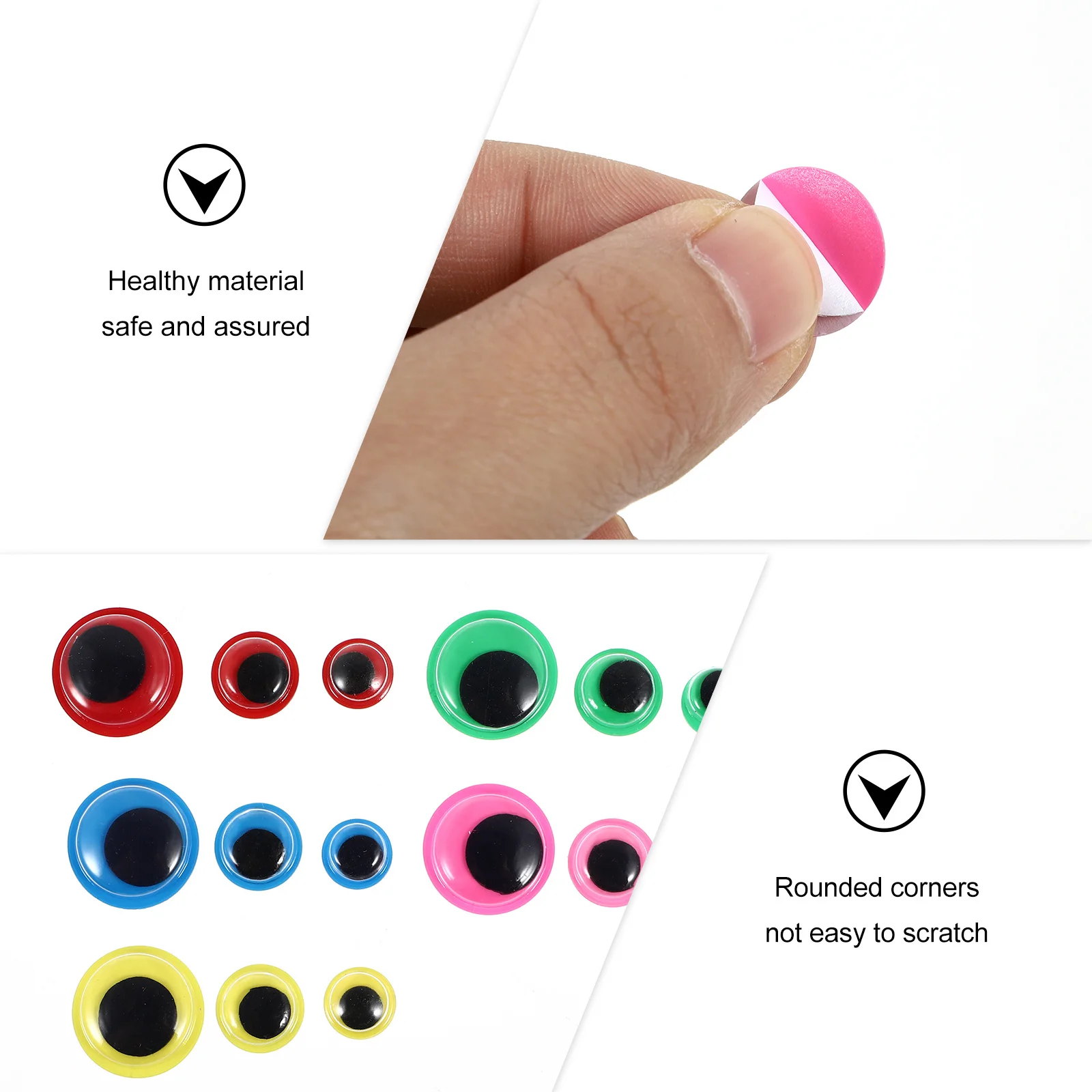 

200Pcs DIY Eyeball Decals Self Adhesive Stickers for Handmade Projects Vivid Colors Strong Adhesion Assorted Styles Creative