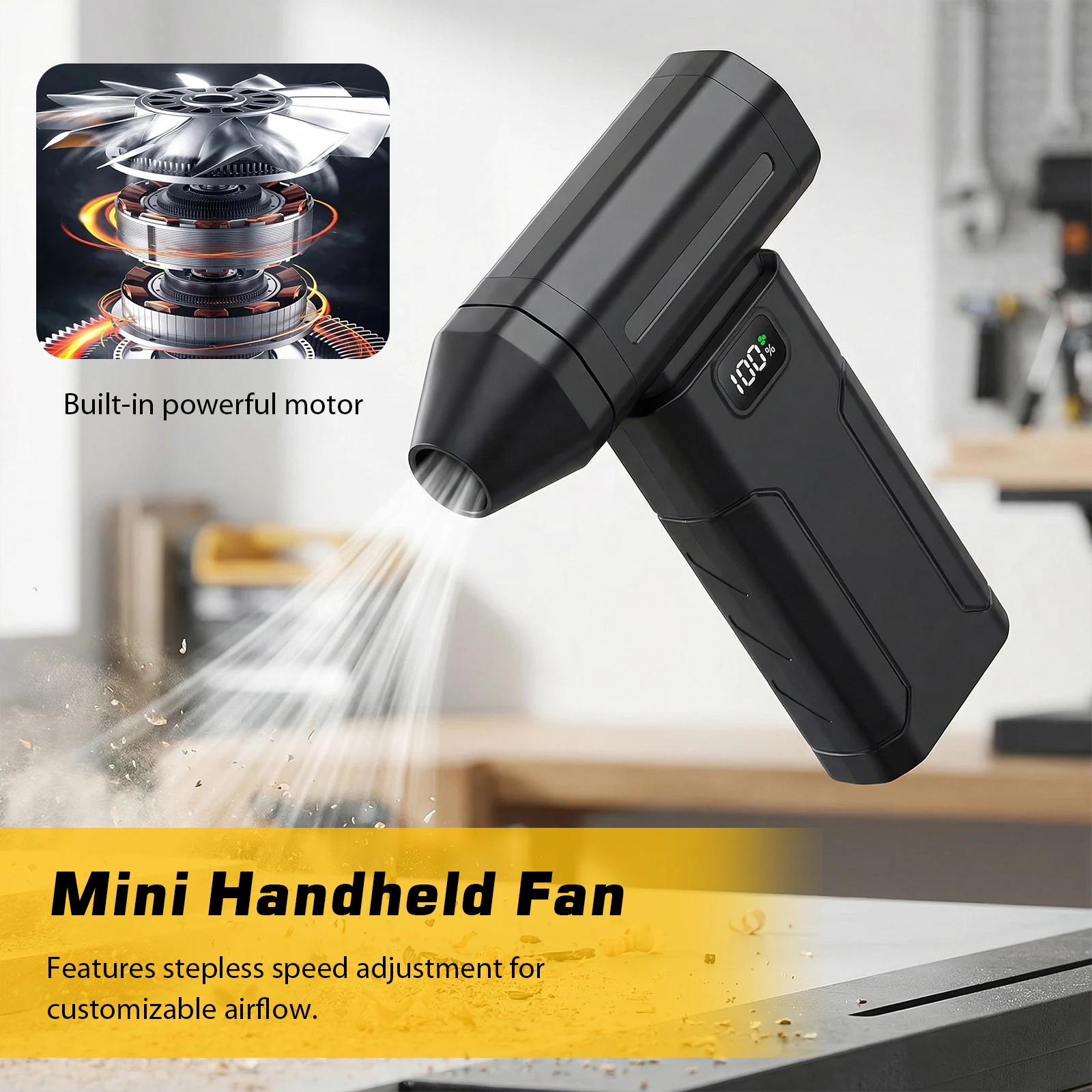 

100000RPM Dust Blower Portable Dust Blower Electric Dryer Screen Display Rechargeable for Car Computer Home Office Dust Cleaning