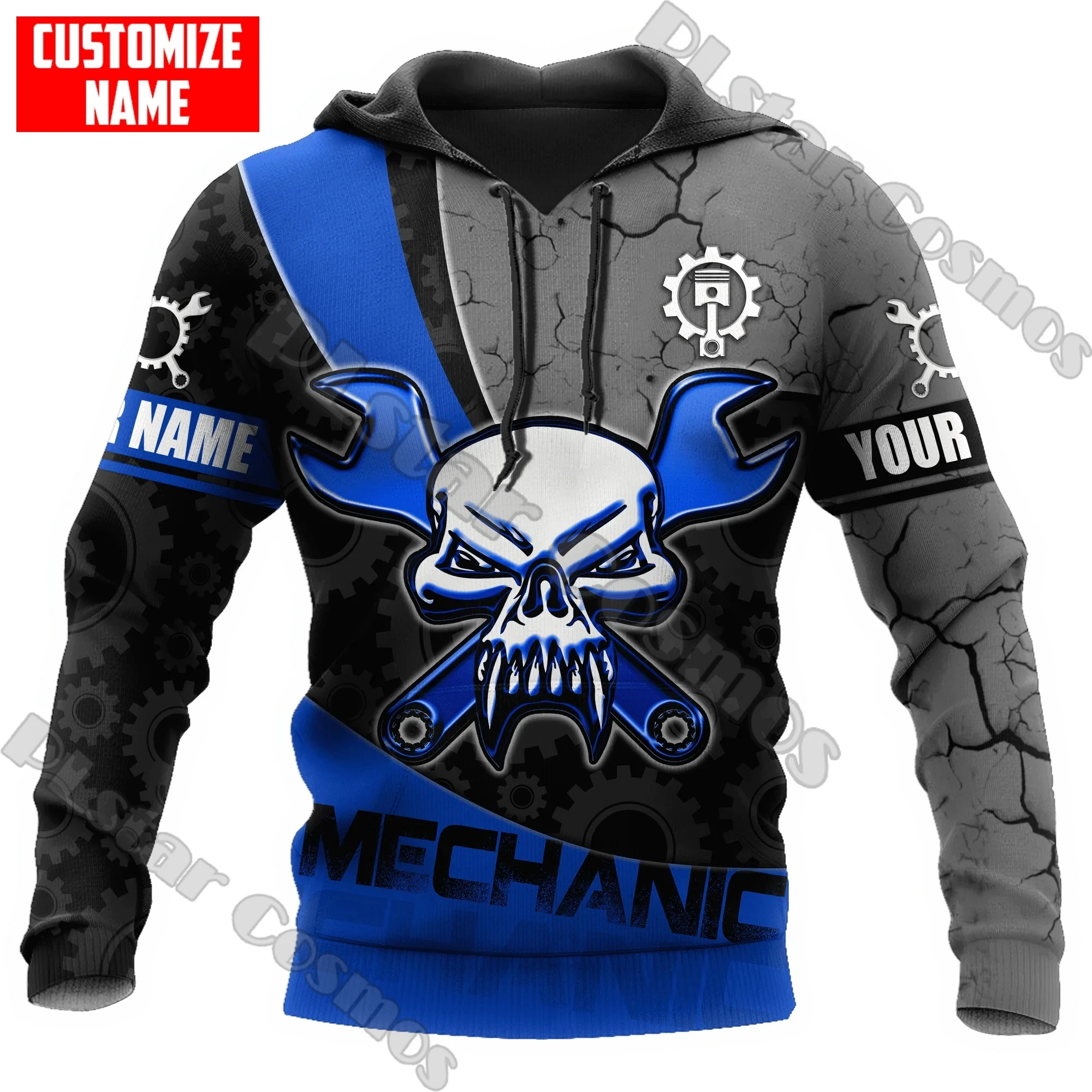 

PLstar Cosmos Personalized Name Skull Mechanic 3D All Over Printed Men's Hoodie & Sweatshirt Unisex Casual zipped hoodie HW12