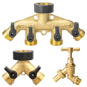 4 방법 헤비 듀티 황동 정원 호스 스플리터 Bibcock 커넥터 Spigot 어댑터 탭 수도꼭지 호스 꼬임 보호자 12 최고의 판매 수도꼭지 정원 -111