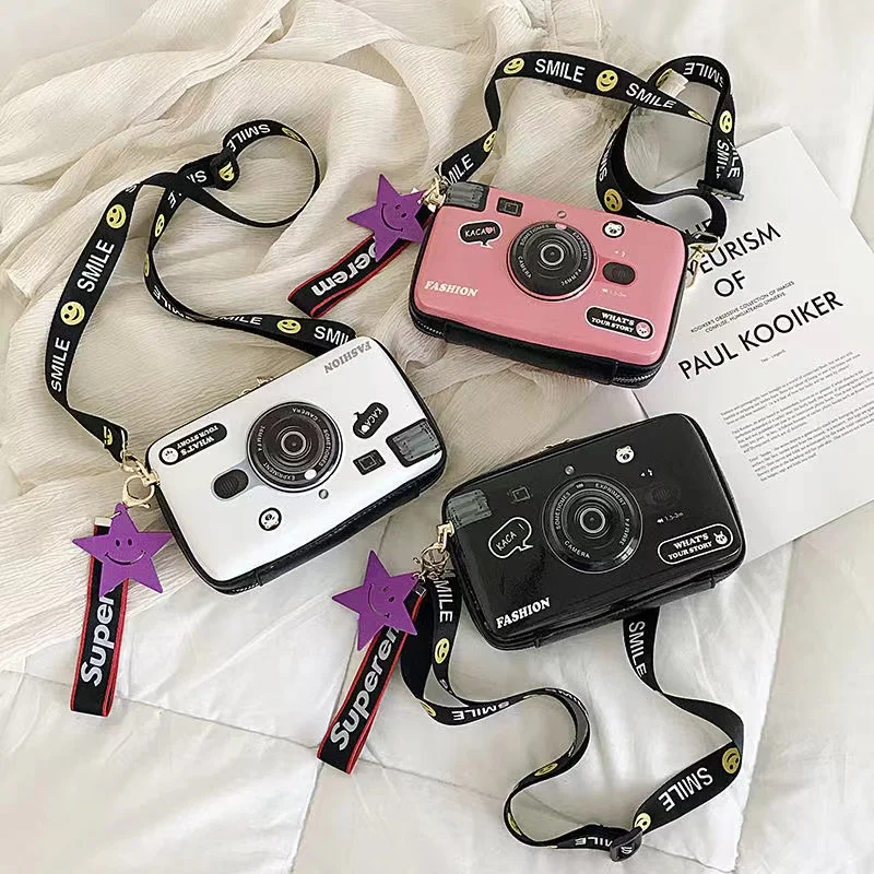 Trendy Camera Design Cartoon Print PU Female Shoulder Bag Crossbody Messenger Bag for Women Casual Handbag Bolsa Purse Zipper