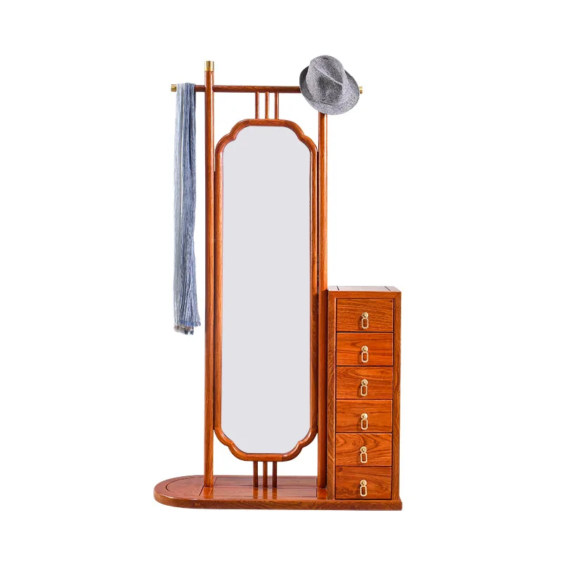 

Mahogany furniture hedgehog red sandalwood full-length mirror solid wood new Chinese rosewood floor mirror