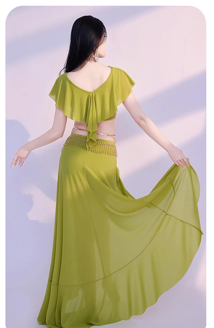 Neues Bauchtanz-Performance-Kostüm für Damen, bequemes und atmungsaktives Mesh-Set für Mädchen, orientalische Tanz-Übungskleidung