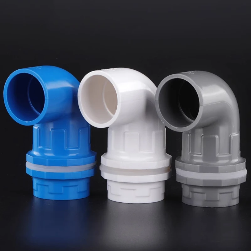 20~50mm PVC Pipe Aquarium Fish Tank 90° Elbow Drainage Connector Garden Irrigation Water Supply Tube Drain Inlet Outlet Joints