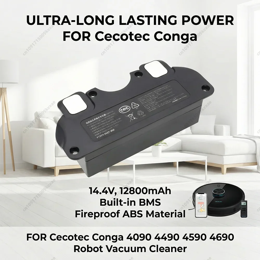 14.4V 5200mAh Replacement Battery for Cecotec Conga 4090 4590 4690 Robot Vacuum Cleaner Parts High Capacity Long Runtime