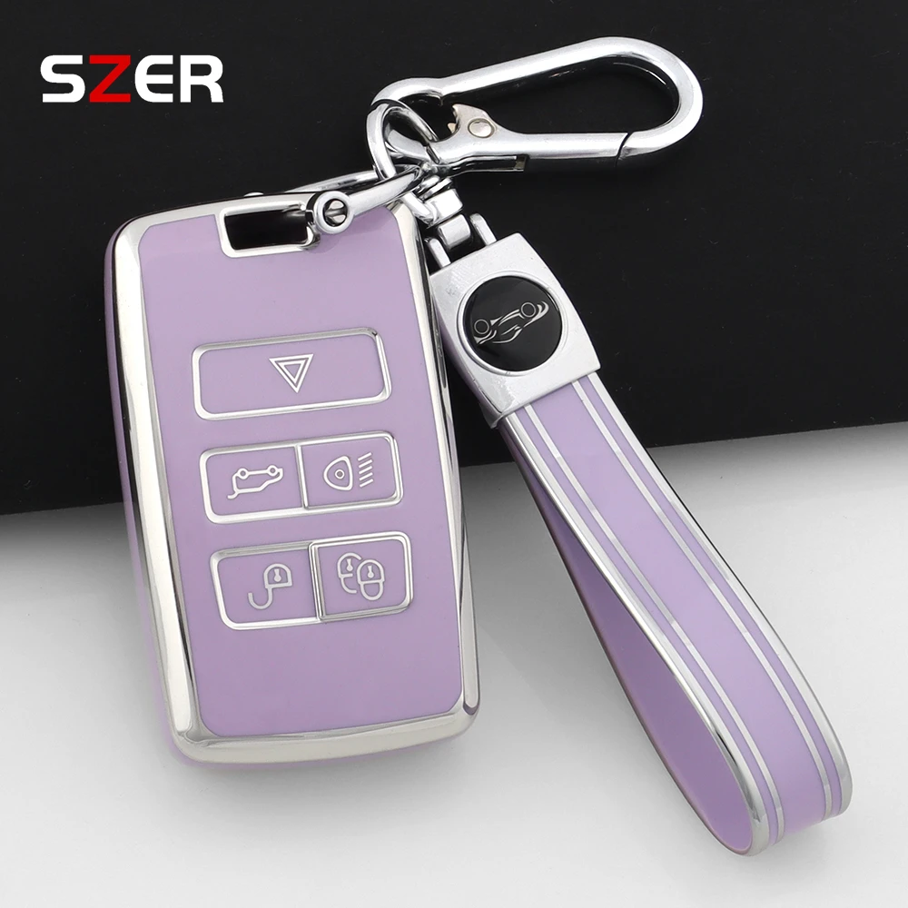 Fashion TPU Car Key Case Cover Fob Keychain Shell For Land Rover Range Rover Discovery 5 Sport 2018 For Jaguar XEL E-PACE 2019 view 3