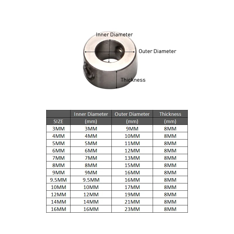 Drill Stop Collar Set 3mm-16mm Woodworking Drilling Bit Depth Stopper Ring Stainless Steel High Quality