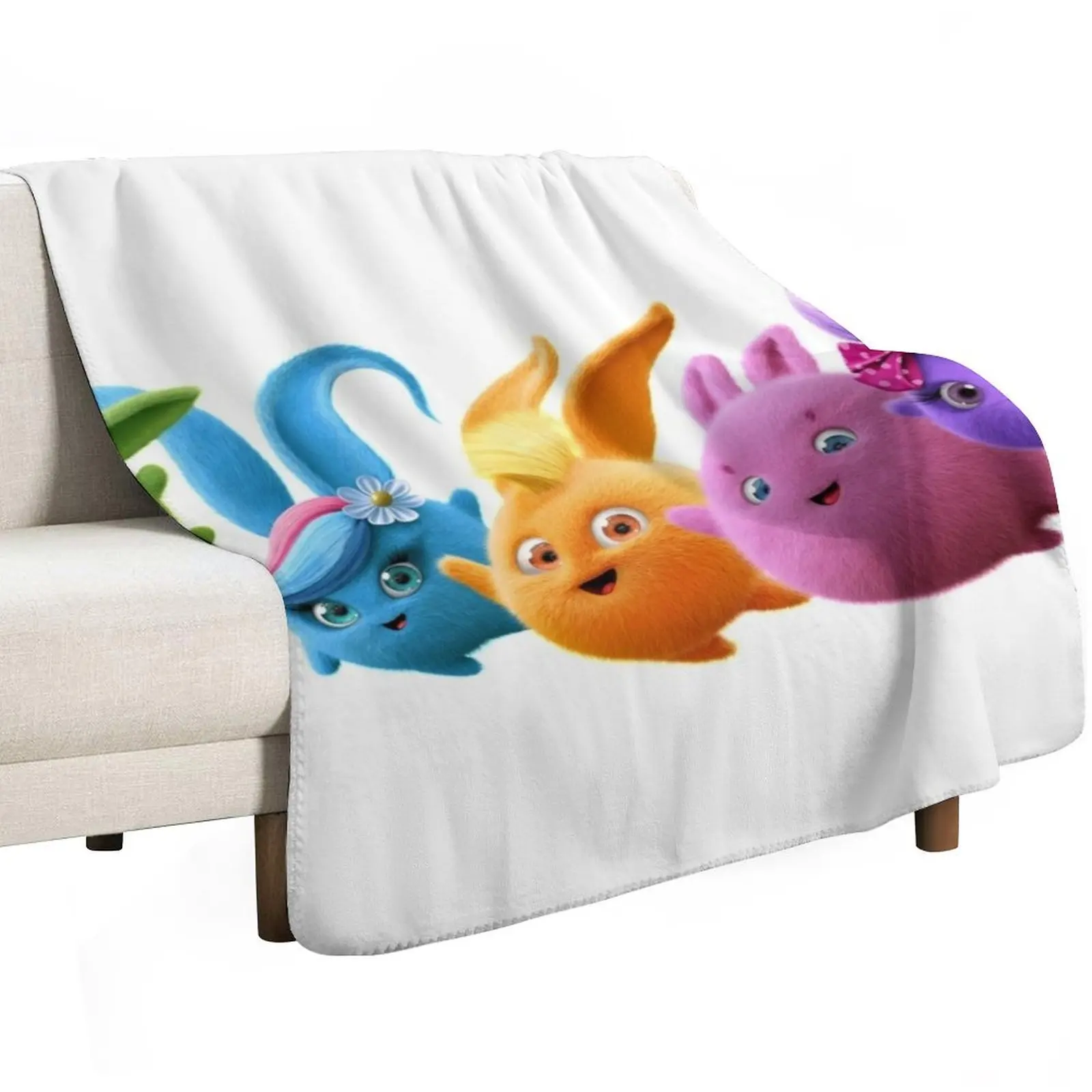 Sunny Bunnies - All Hold Paws! Throw Blanket wednesday Weighted Soft Big blankets and throws Bed Fashionable Retros Blankets