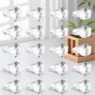 

20 pcs Glass Wardrobe Accessories Clear Plastic Fixing Clips For Mirror Cabinet Door Mounting Hardware Mirror Clips