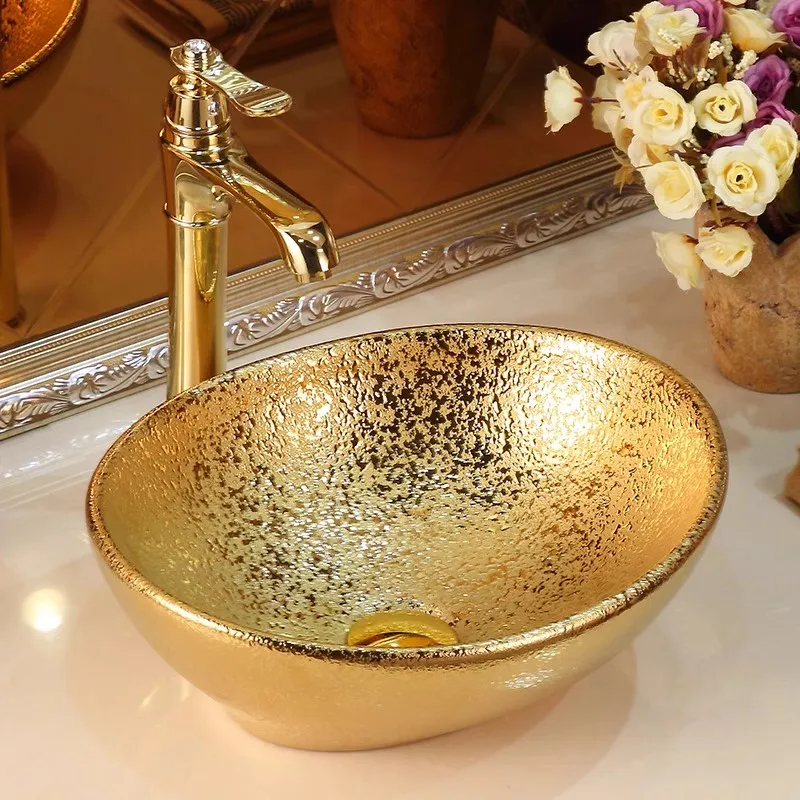 Ceramic Golden Treasure Platform, Art Basin, European Style KTV Bar, Bathroom, Basin, Wash Basin, Wash Basin