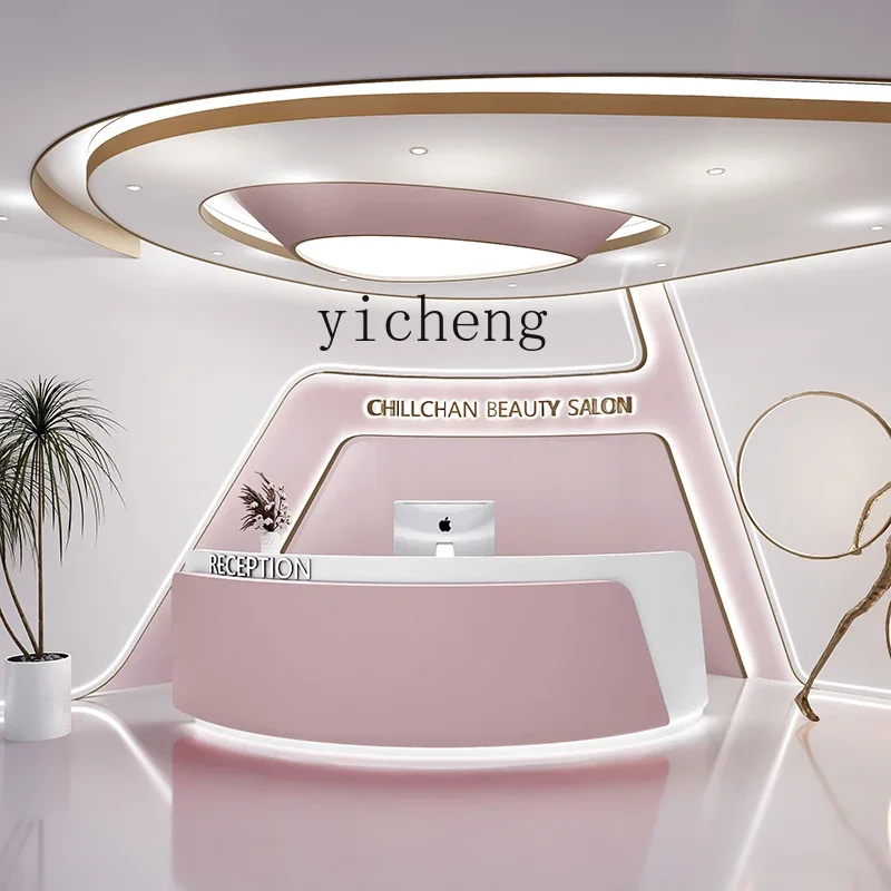 AA Simple Modern Curved Front Desk Reception Desk Clothing Store Beauty Salon Checkout Page