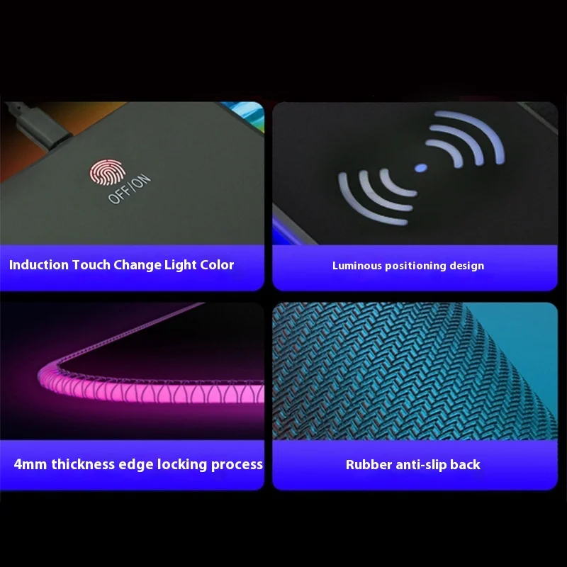 Wireless Charging RGB Mouse Pad XXL Large Gaming Mousepad Keyboard Gamer Mouse Pad Desk Mat Anime 900x300 Esports Mouse Mats