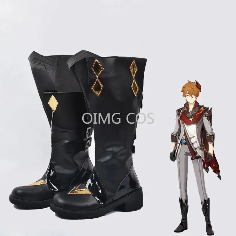 

Genshin Impact Tartaglia Cosplay Shoes Anime Chinese Style Halloween for Women Game Role Playing Props