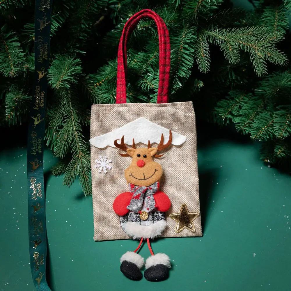 Party Festival Props Christmas Decoration Ornament For Children Kids Candy Bags Christmas Present Bag Tote Bag Gift Pouch