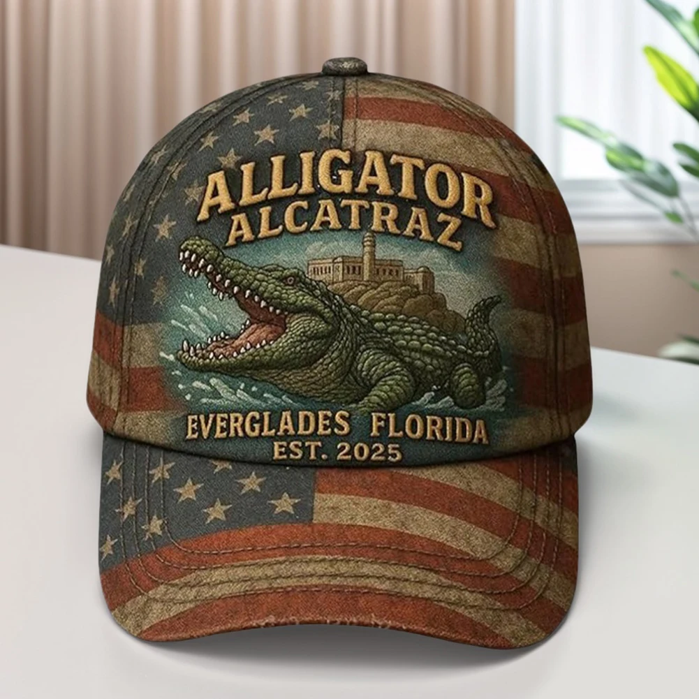 

Cotton Casual Baseball Cap Sun Protection Crocodile Printed Hat Crocodile Alcatraz Streetwear Cap for Outdoor Activities