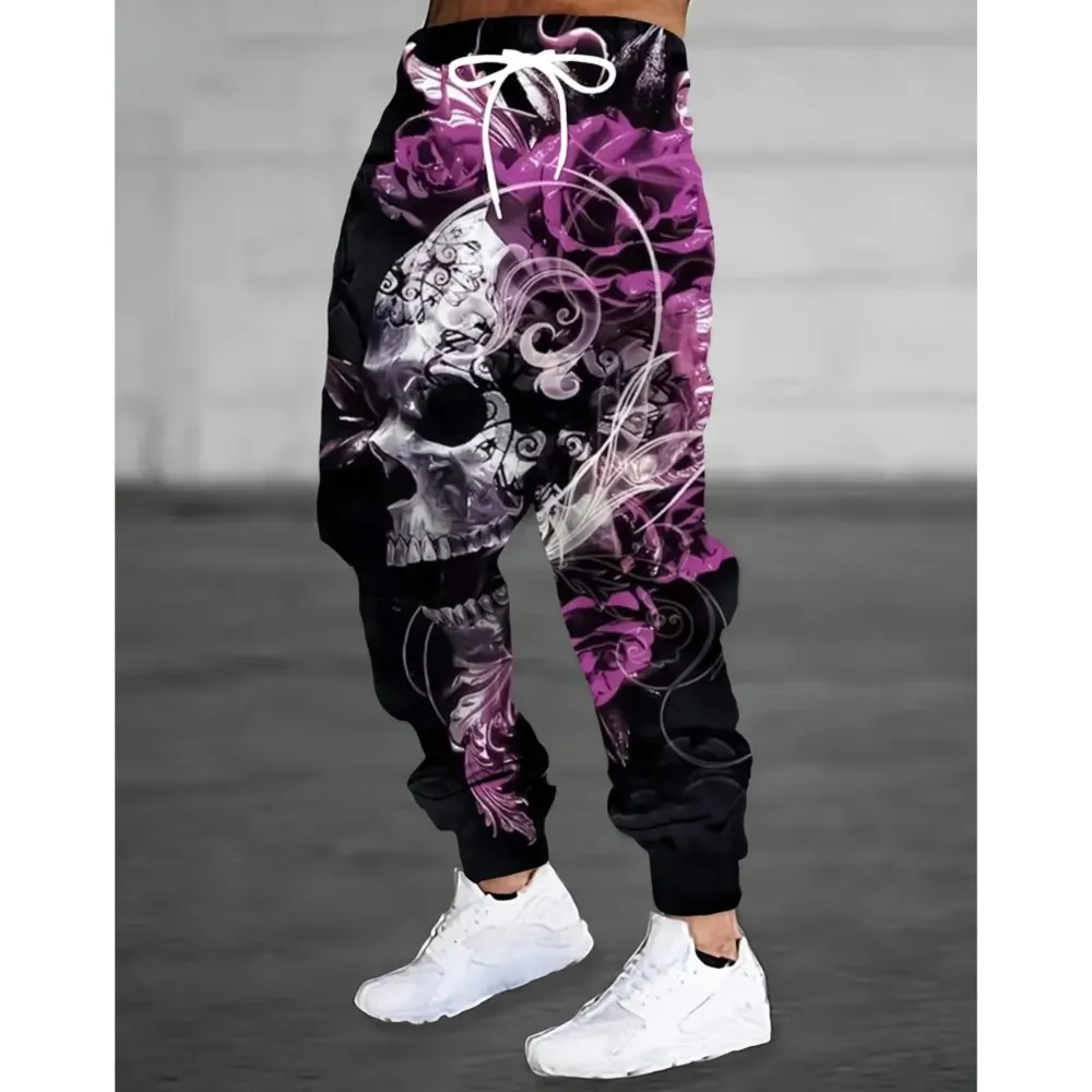 

2026 new men's casual pants 3D zombie print jogging pants 100% polyester light elastic rope with pocket sweatpants