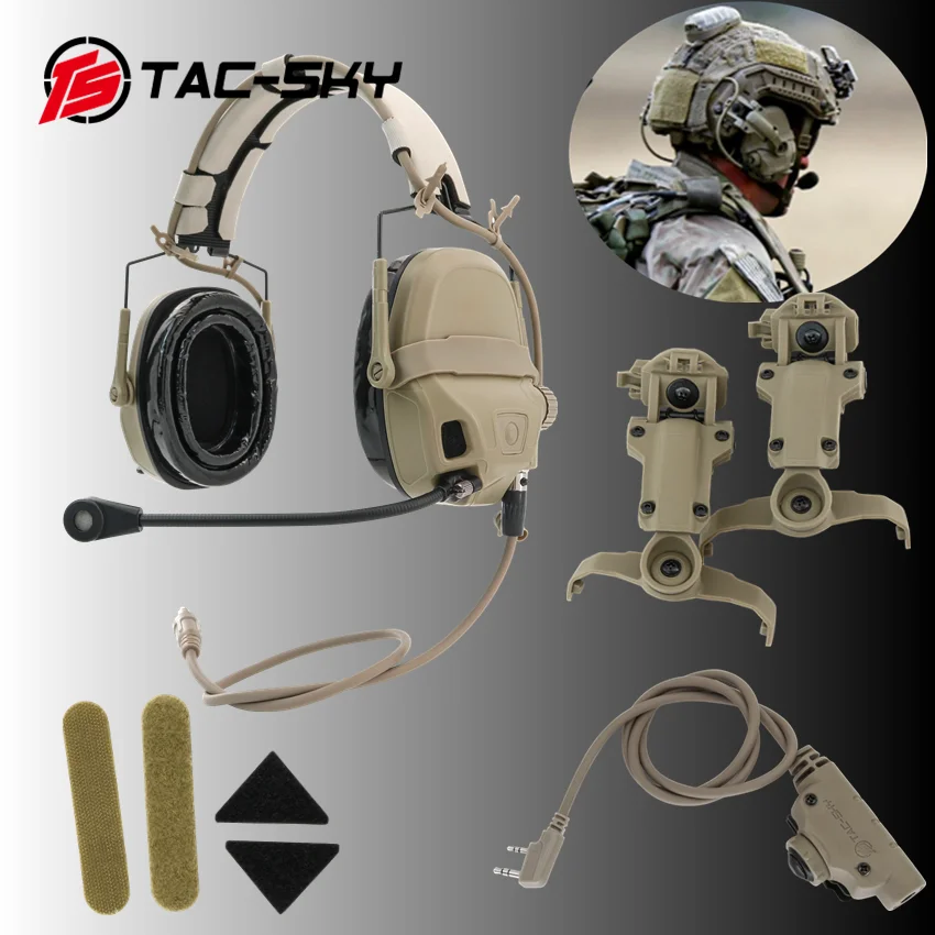 TS TAC-SKY AMP Tactical New Digital Dual DPS Tactical Headset Communication Tactical Upgrade Equipment with Kenwood Plug V2 PTT