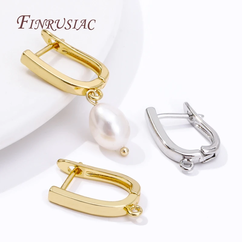18K Gold/Rhodium Plated French Inlay Zircon Earwires Fastener Earring Hooks Clasps Fittings DIY Earring Making Accessories