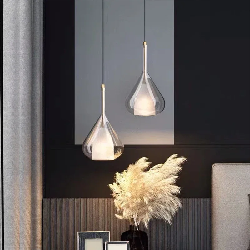 

Glass Pendant Lights Modern Led Chandelier Luxury Light Kitchen Living Room Bedroom Beside Lamp Crystal