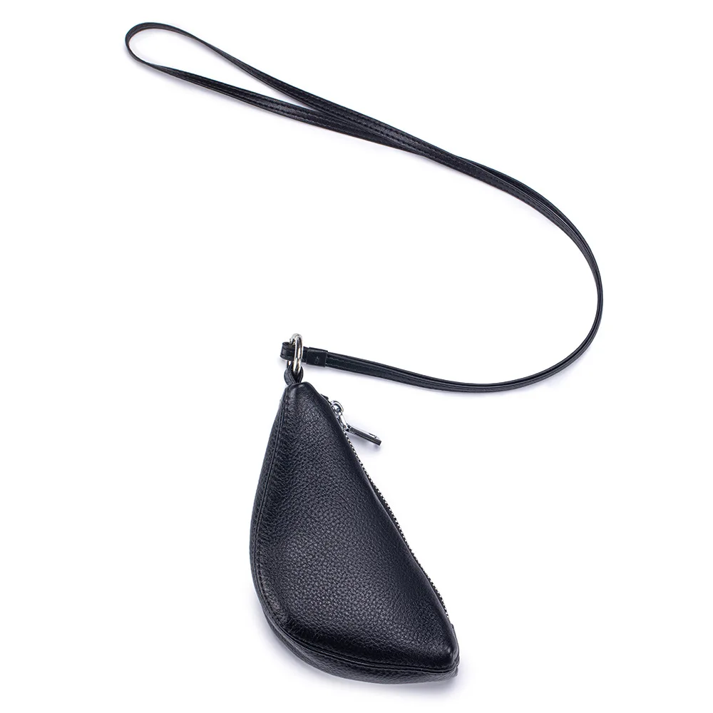 Elegant Genuine Leather Coin Purses Portable Hanging Neck Lanyard Wallet Korean Style Purse Bag Pendant Travel Accessories