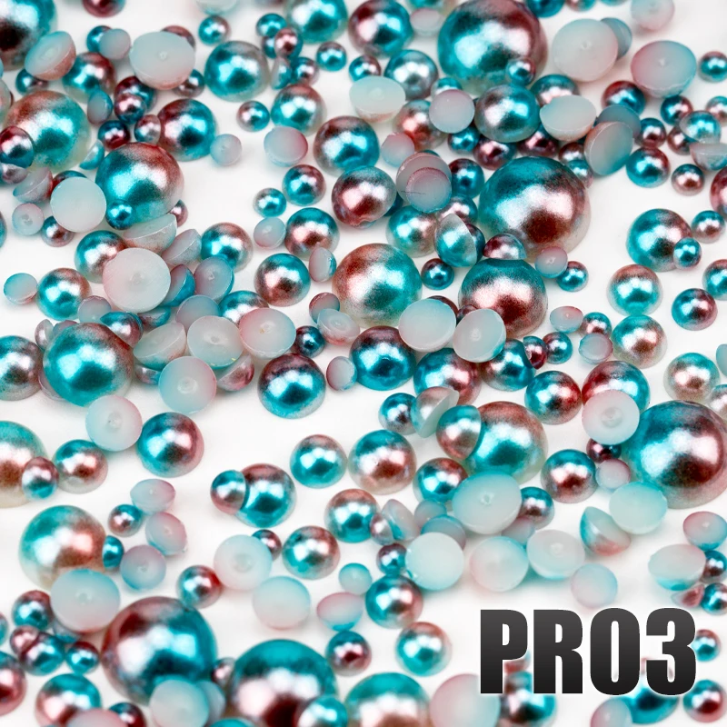 VDD 200g Großhandel, gemischte Größen 3-10mm, Meerjungfrauenfarbe, ABS-Imitationsperlen, halbrunde Flachrückseite, Perlen für Bastelarbeiten, DIY, Nagelkunst-Zubehör – Detail 5