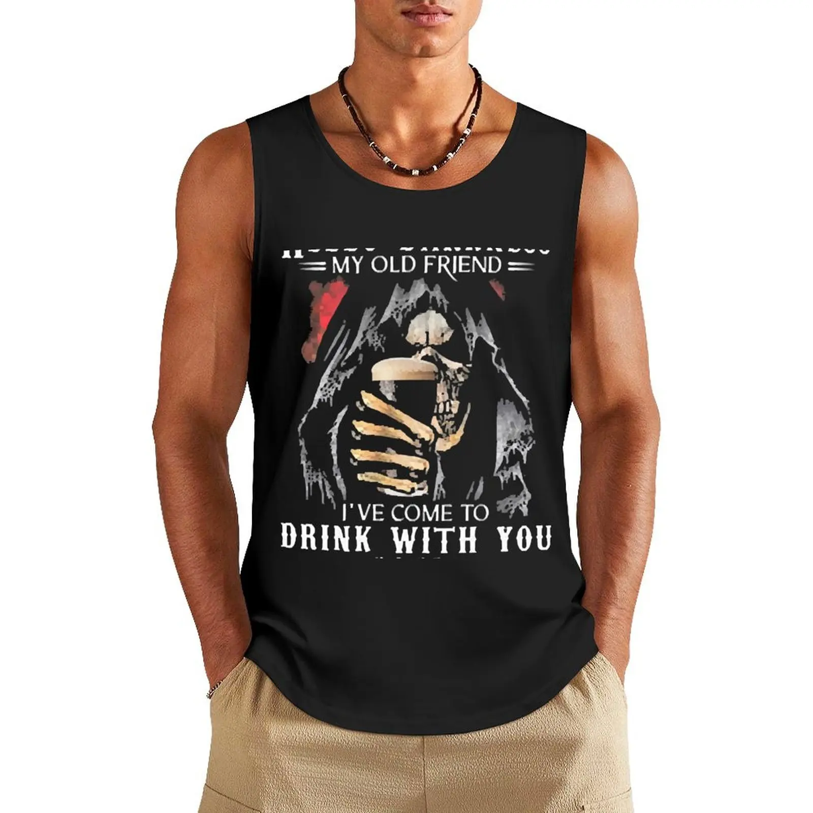 

Hello Darkness My Old Friend Tank Top Men's t-shirts sleeveless t-shirts for men Men's summer vest