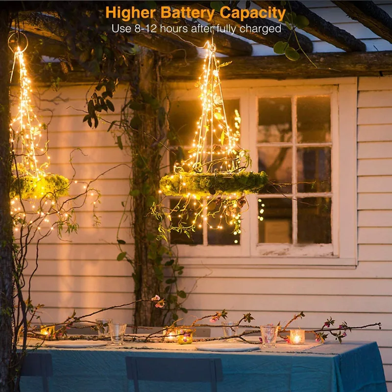 12m/7m Solar LED Light Outdoor Solar Lawn Lamp Garden Party Fairy Light String Waterproof Christmas Garland Yard Decoration Lamp