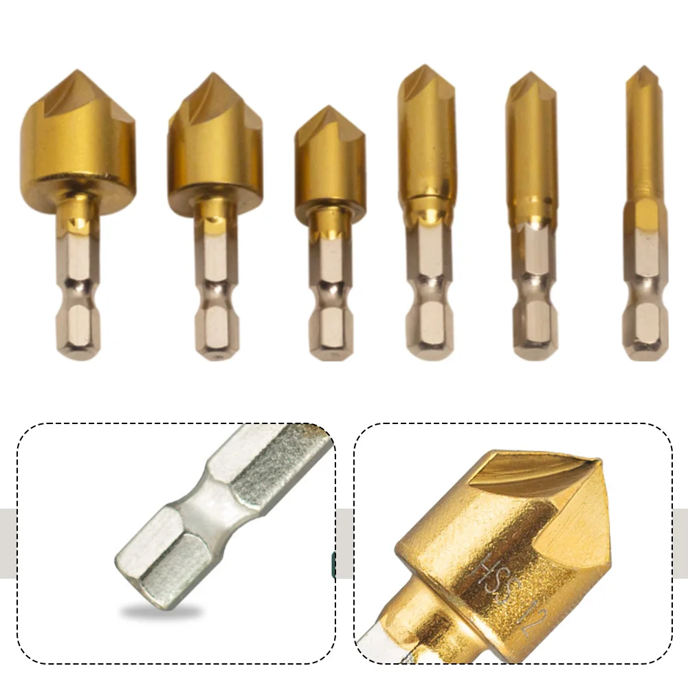 Hex Shank Drill 5 Flute Drill Bits DIY Projects Chip Removal Cleaner Holes Long-lasting Performance Multiple Materials