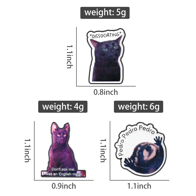 Meme Cartoon Pins Dissociating Cat Pedro Repetition English Major Humor Design Internet Culture Brooches for Daily Fun Accessory