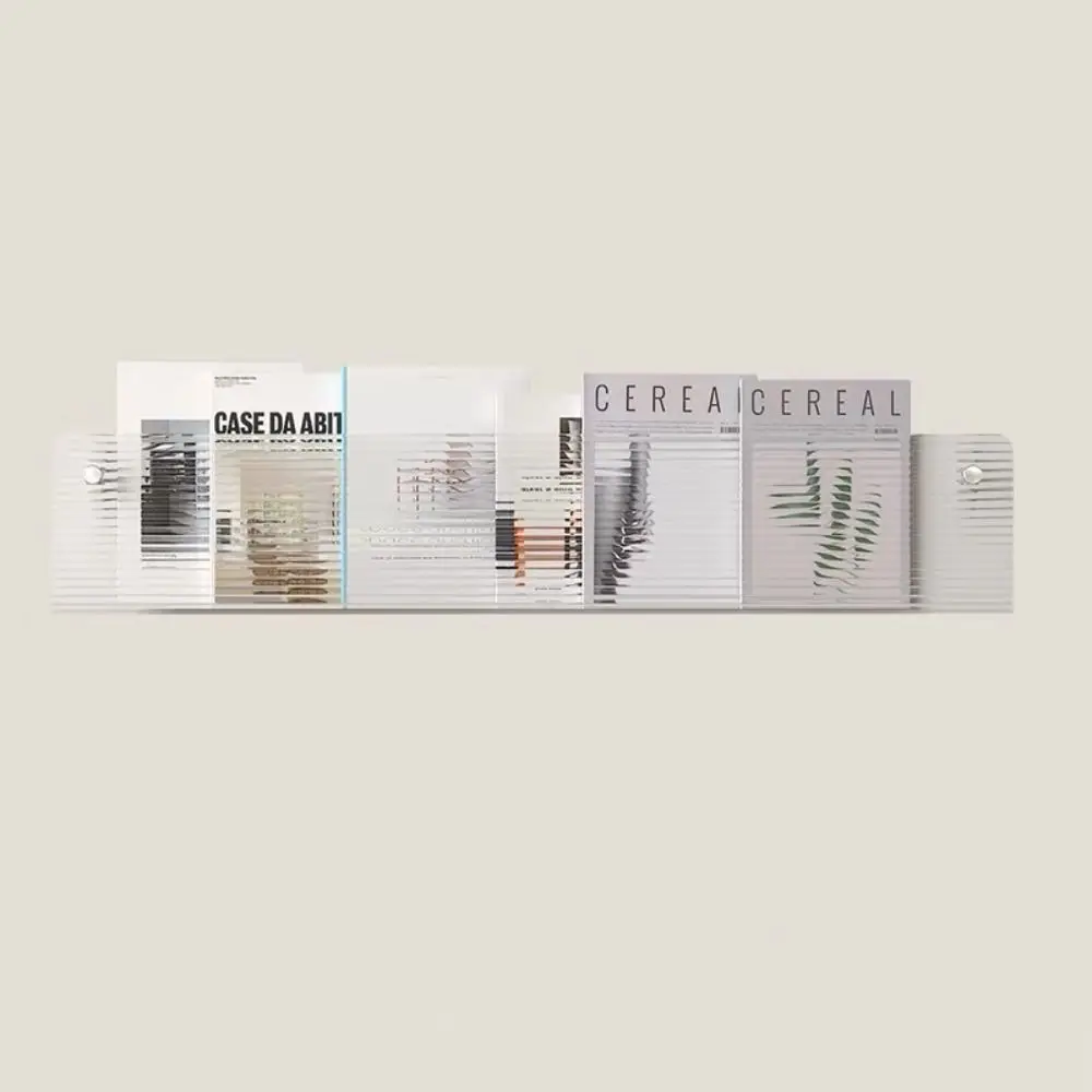 

Acrylic Magazine Rack Brochure Holder Literature Organizer Floating Bookshelves Wall Mount Italian Pamphlet Stand Records