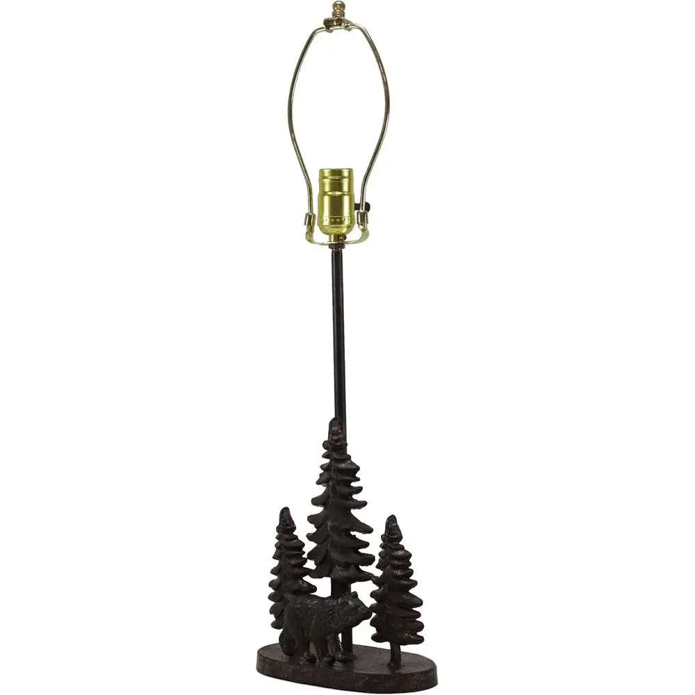 Rustic Black Bear Table Lamp with Pine Tree Shade, 24.5 Tall, Mountain Cabin Decor - view 6