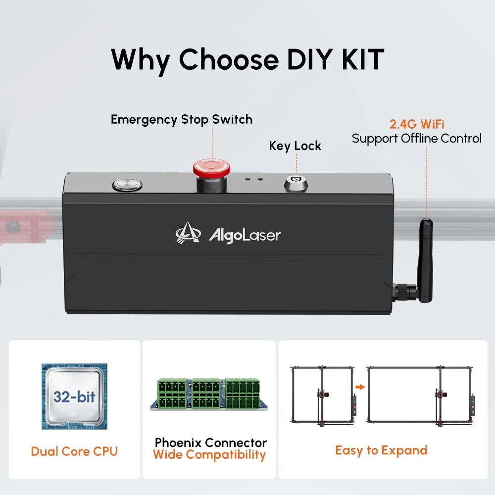 AlgoLaser-máquina de grabado láser para madera, KIT de bricolaje, potente cortador, Wifi, Control fuera de línea, CNC, Metal, vidrio, logotipo,